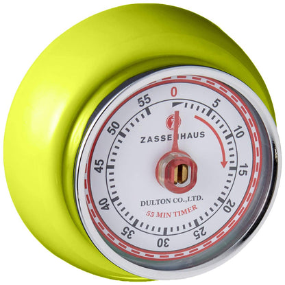 Zassenhaus Magnetic Retro Kitchen Timer, Classic Mechanical Cooking Timer (Black)