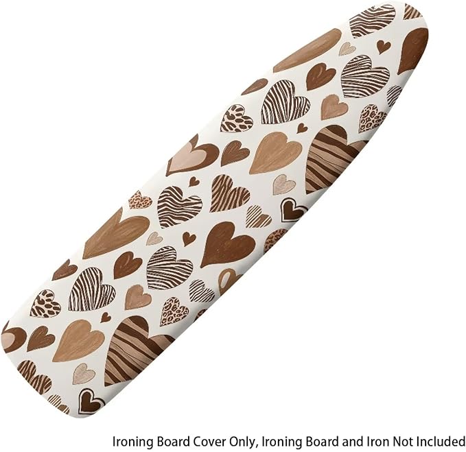 Leopard Hearts Ironing Board Cover Resist Scorching Cover Heavy Duty Padded