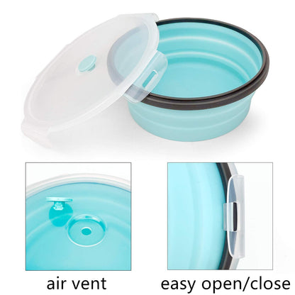 CARTINTS 1200ml Large Collapsible Food Containers Silicone Lunch Containers Silicone Leftover Food Containers, Ideal for Camping Travel, 3Pack