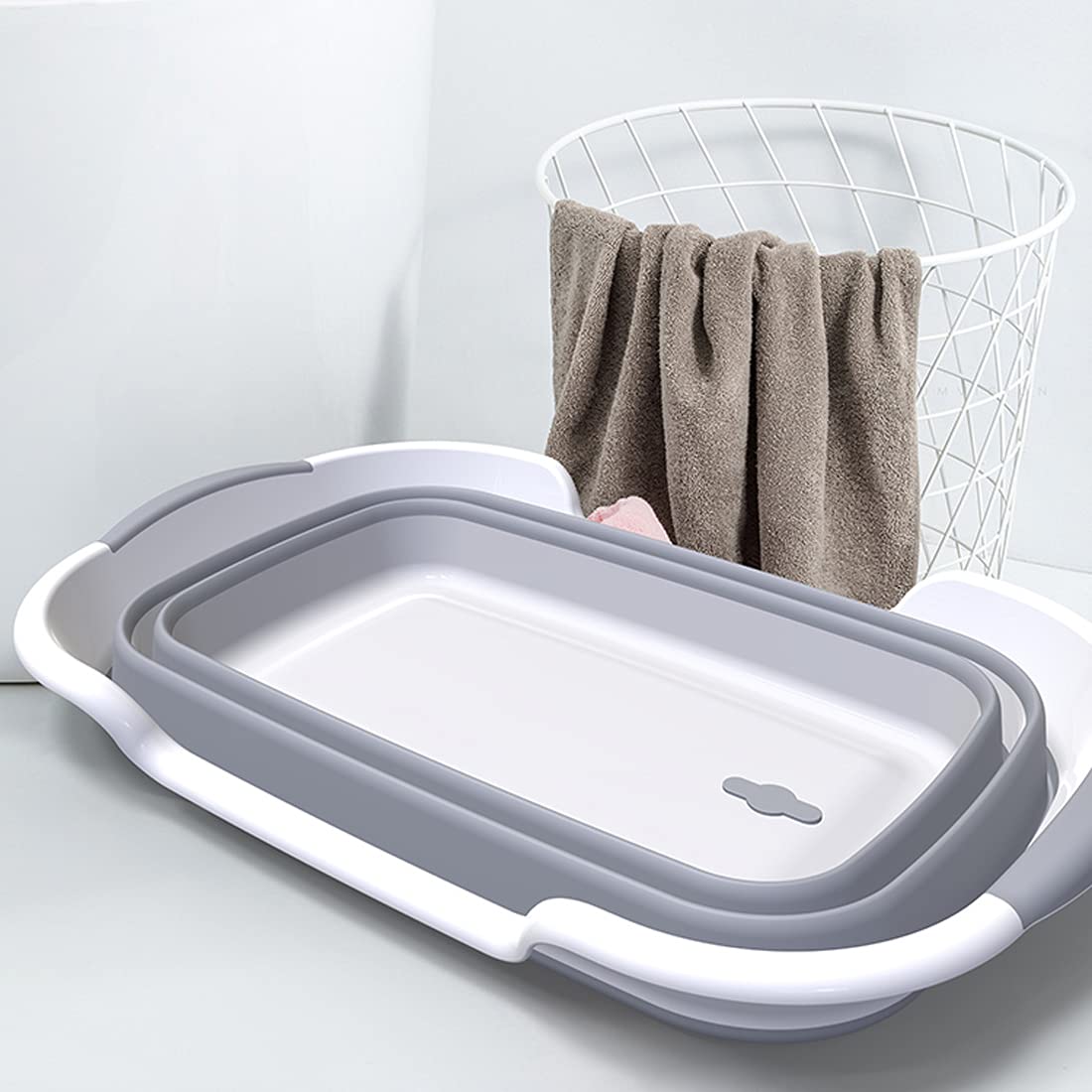 ddLUCK 28L Multi-Functional Collapsible Pet Bathtub with Drainage Hole, Portable Indoor Outdoor Foldable Washing Tub Bathing Tub Small Pets Bathtub for Puppy Small Dogs Cats