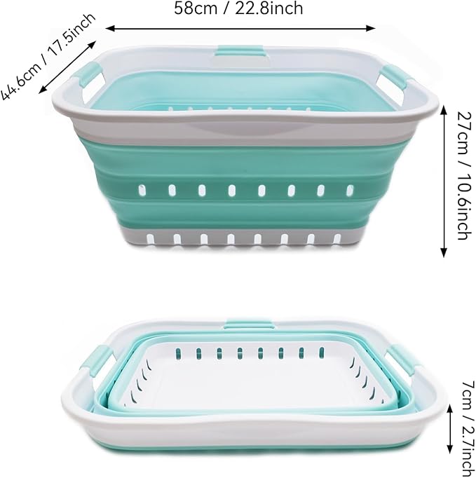 SAMMART 42L Collapsible Plastic Laundry Basket