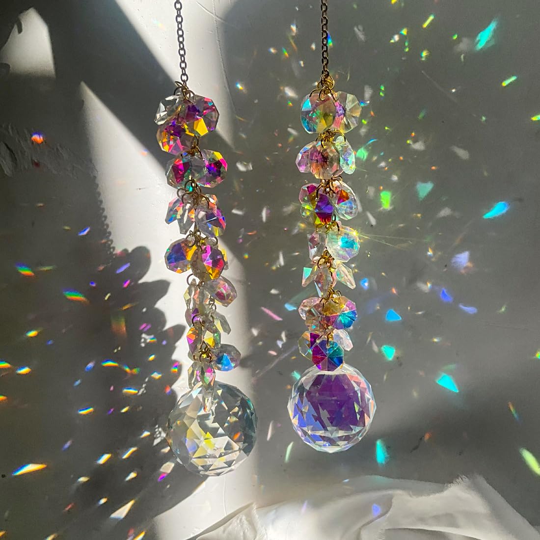 KEINIA suncatchers for Windows Hanging Prism, 40mm auraro Crystal Suncatcher with Crystals Chandelier Beads, Hanging Crystal for car, Ceiling,Wedding, Party,MOM Daughter Gift(2 pcs)