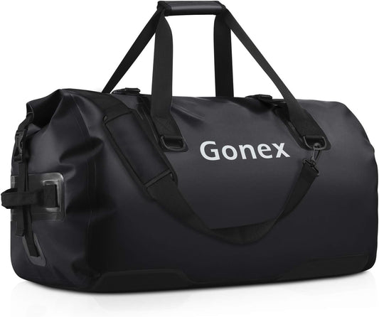 Gonex 80L Extra Large Waterproof Duffle Travel Dry Duffel Bag Heavy Duty Bag with Durable Straps & Handles for Kayaking Paddleboarding Boating Rafting Fishing Black