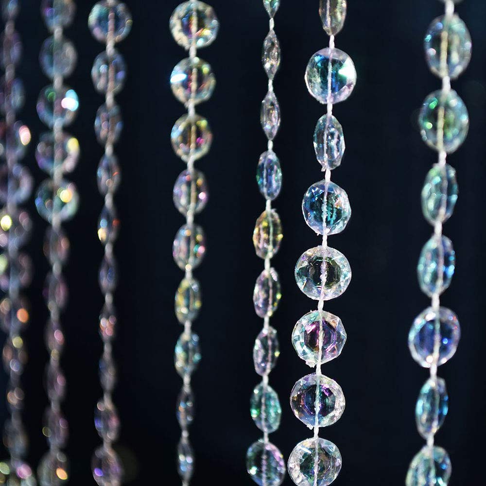 SKY CANDYBAR 99FT DIY Garland Diamond Acrylic Crystal Beads Strand Shimmer Wedding Decorations Party Decoration Crafting Projects (Iridescent)