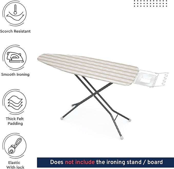Encasa XO Ironing Board Cover and Pad 54"x18" - 4mm Felt X-Large Iron Board