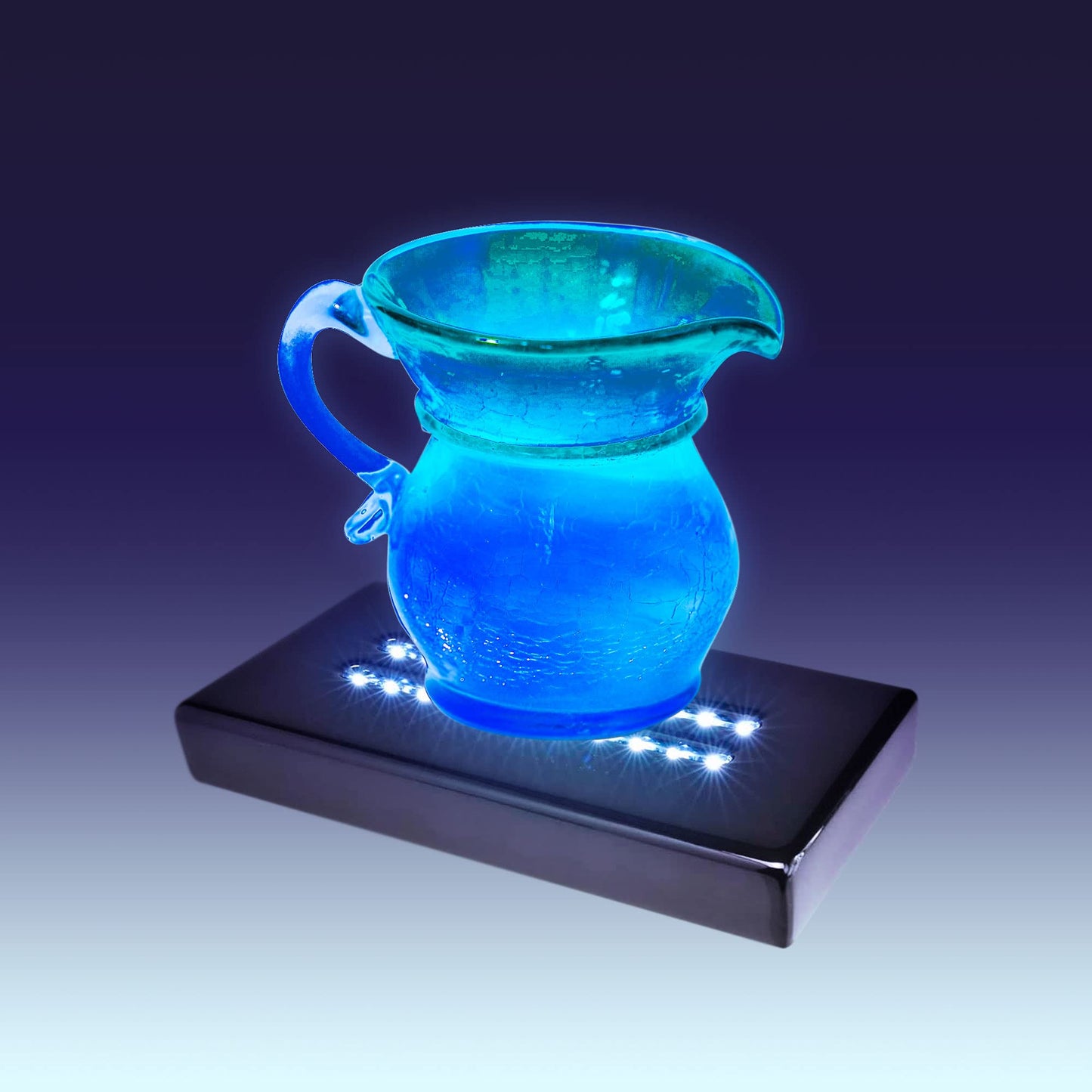 ASENTE 20 LED Lighted Base for Glass Art - Rectangular Satin Matte Black White Light Stand Base for 3D Art Glass, Room Decor and Gemstones and Crystals - AC/USB Adapter Powered (Black)