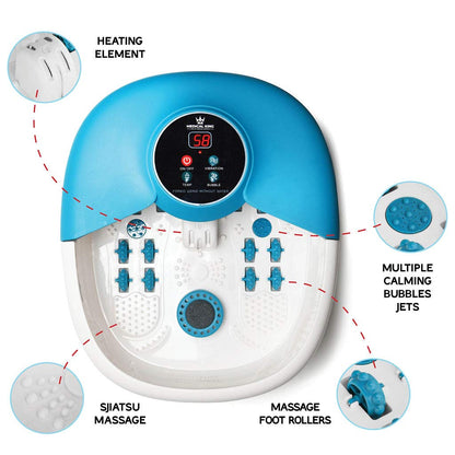 Medical king Foot Spa with Heat and Massage and Jets Includes A Remote Control A Pumice Stone Collapsible Massager with Bubbles and Vibration