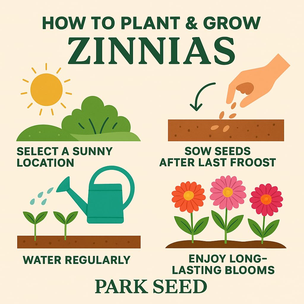 Park Seed Zinnia Flower Planting Seeds, Easy to Grow, Perfect for Spring Garden, Profusion Apricot, Pack of 25