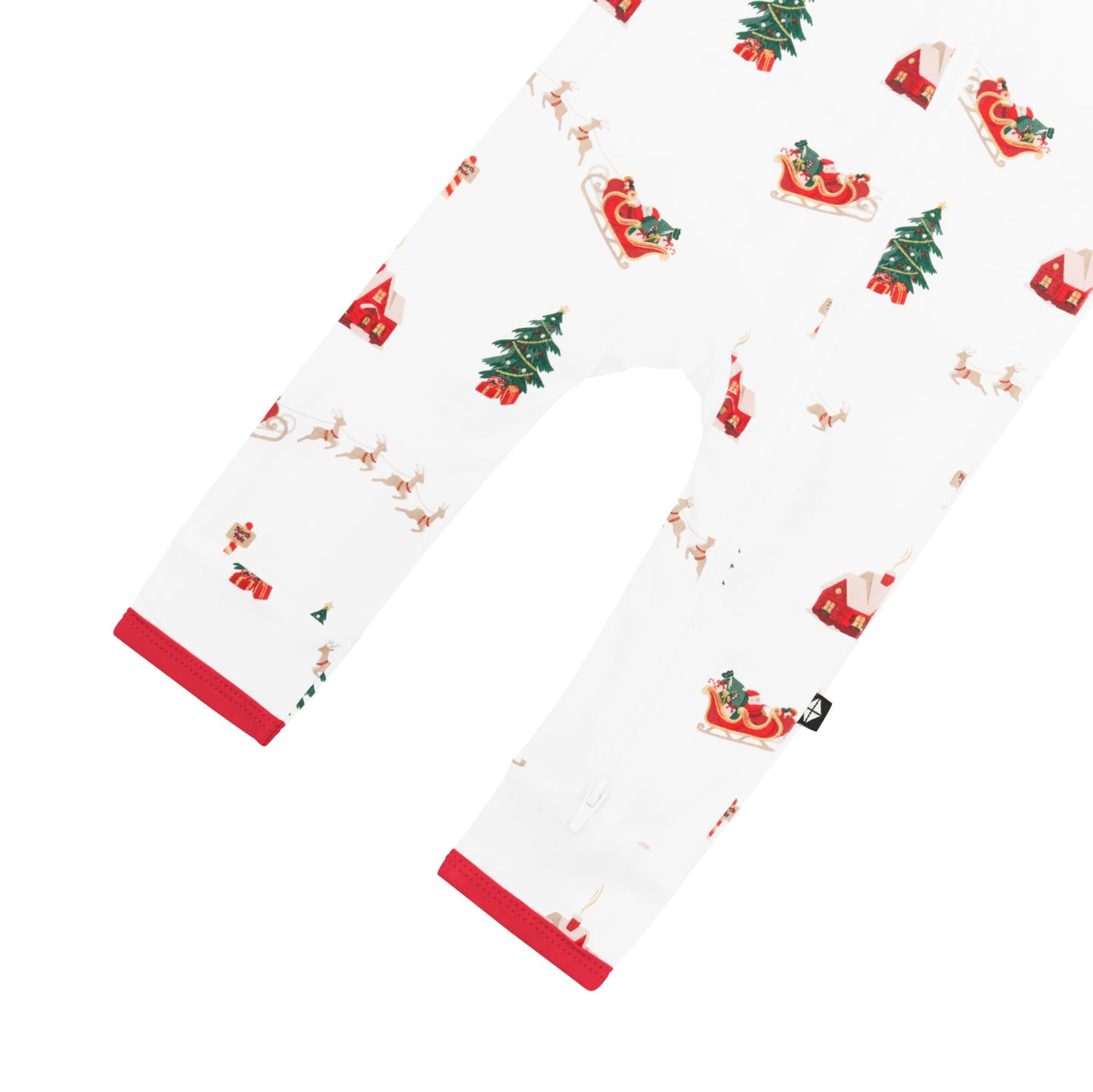 KYTE BABY Soft Bamboo Rayon Rompers, Zipper Closure, 0-24 Months (Santa Sleigh, 6-12 Months)