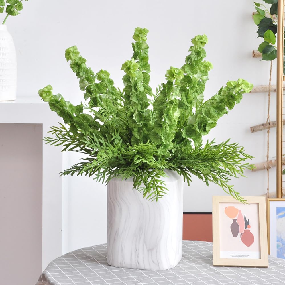 Doment 3Pcs Shell Leaf Artificial Flower Bell Grass Flower Bells of Ireland Long Stem Floral Arrangement Home Office Arrangements Indoor Outdoor Decoration
