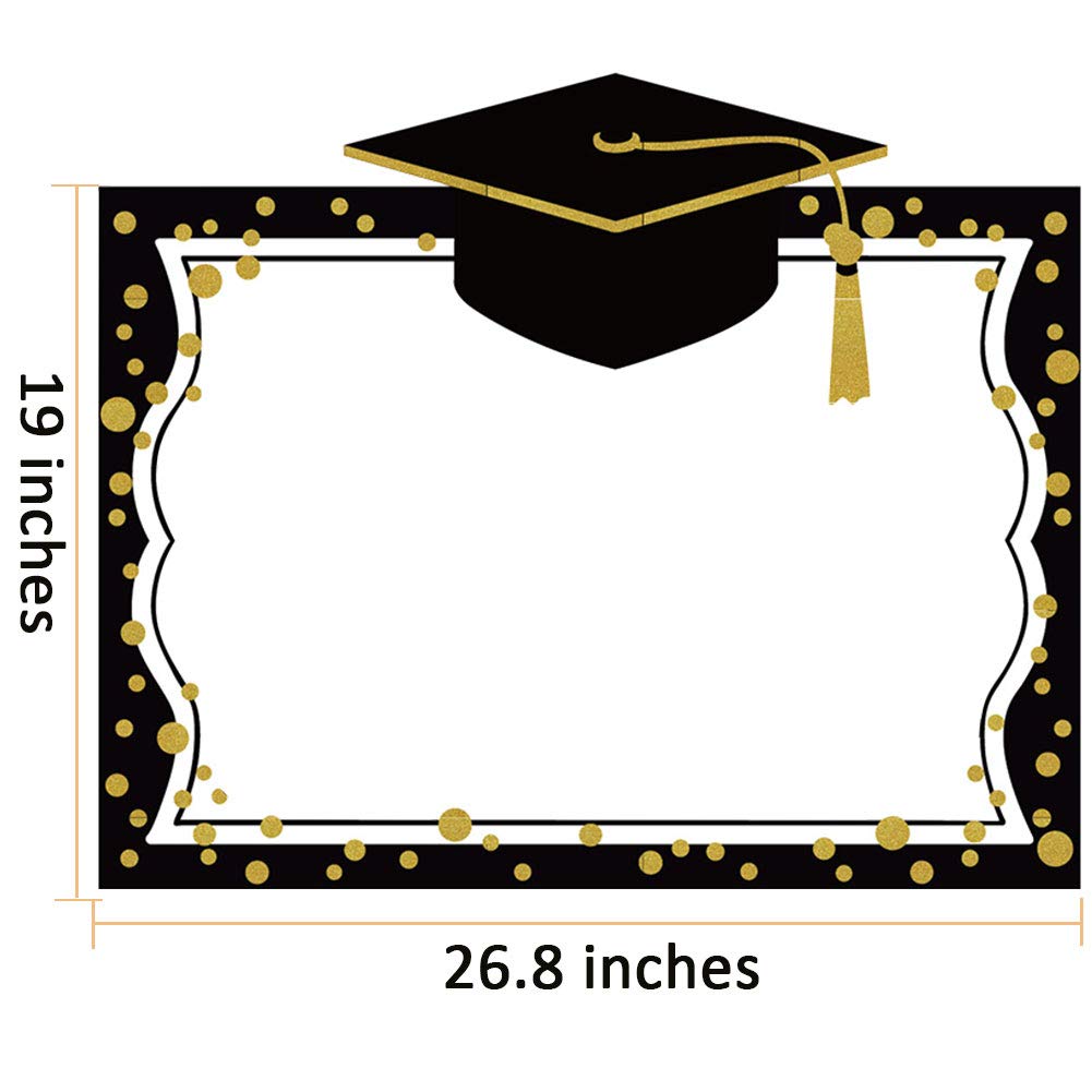 2025 Graduation Selfie Photo Booth Frame Black and Gold with 18Pcs Graduation Photo Booth Props, Upgraded Version with Support Cardboard, 2025 Grad Party Pose Sign