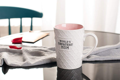 Ynsfree-World's Greatest Mom-16 OZ Coffee And Tea Cups-For mom,lady, wife,Valentine's Day or Anniversary - Birthday Gift Ceramic Office Fun Gifts Deal With White Cute Mugs-Funny Mom Mug