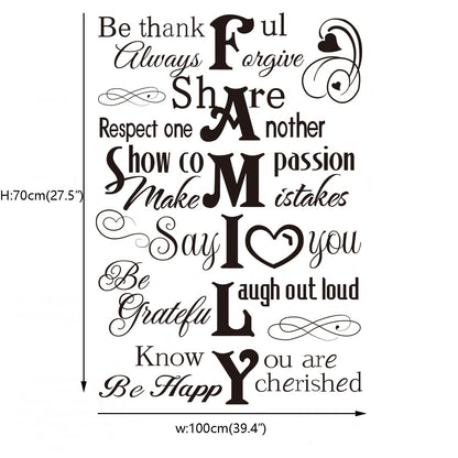 Runtoo Family Saying Wall Art Stickers Inspirational Quotes Wall Decals Living Room Bedroom Home Decor