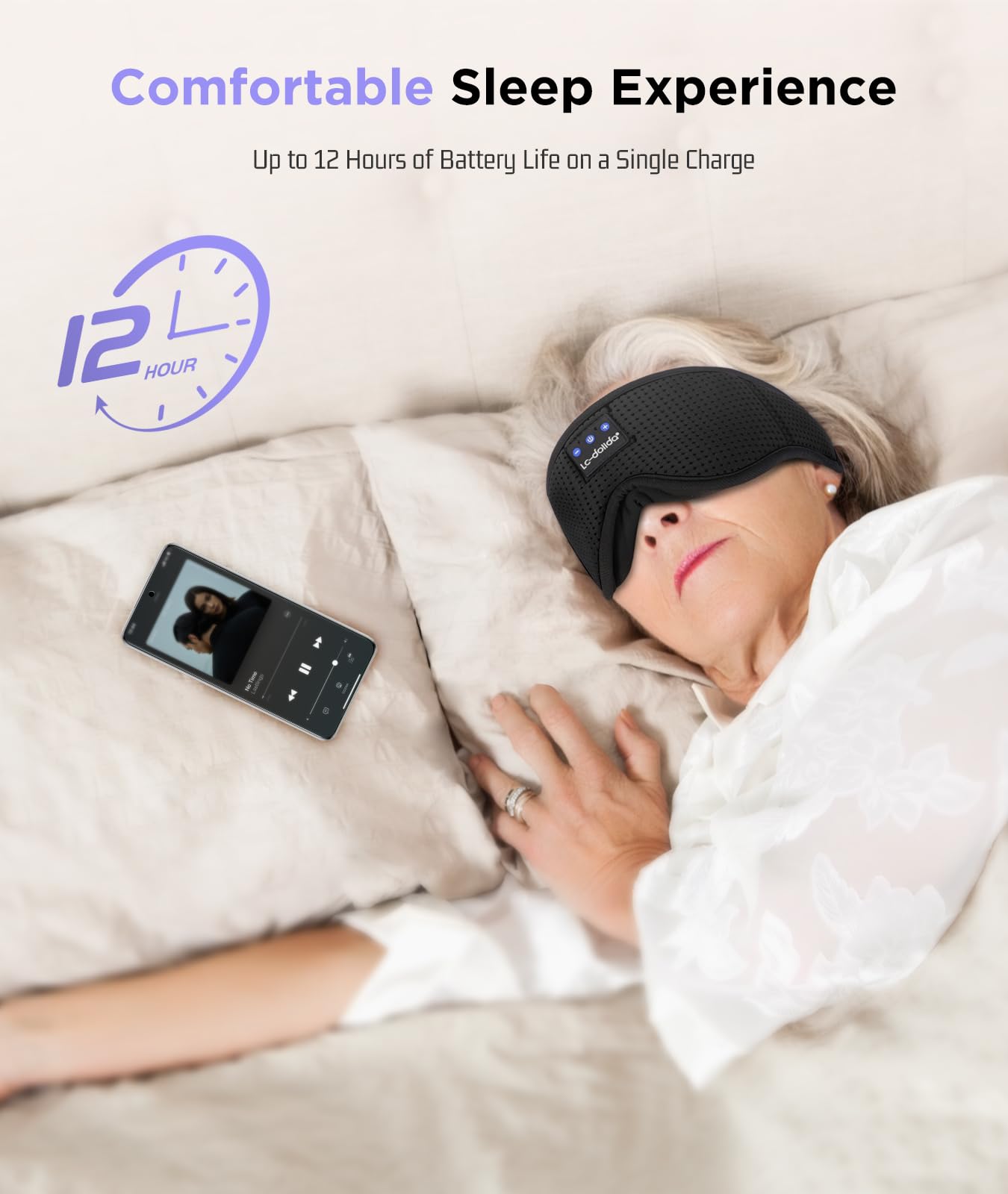 LC-dolida Sleep Headphones, White Noise Bluetooth Sleep Mask 3D Wireless Timing Eye Mask for Sleeping, Sleep Mask with Bluetooth Headphones for Side Sleepers Travel Yoga, Cool Gadgets for Men Women