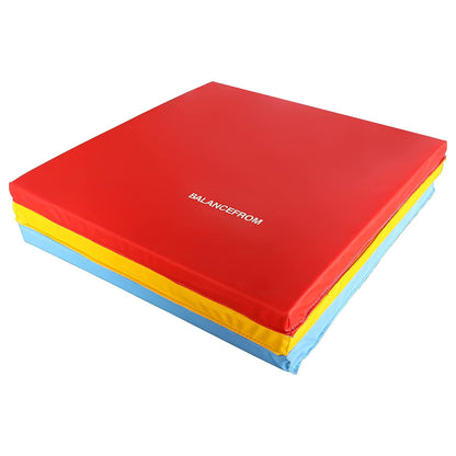 BalanceFrom 6x2 Feet 3-Panel Folding Gymnastics Mat – 1.5-Inch Thick Pad with Vinyl Surface and Carrying Handles for Tumbling, Yoga, Pilates, Home Workouts, and Martial Arts