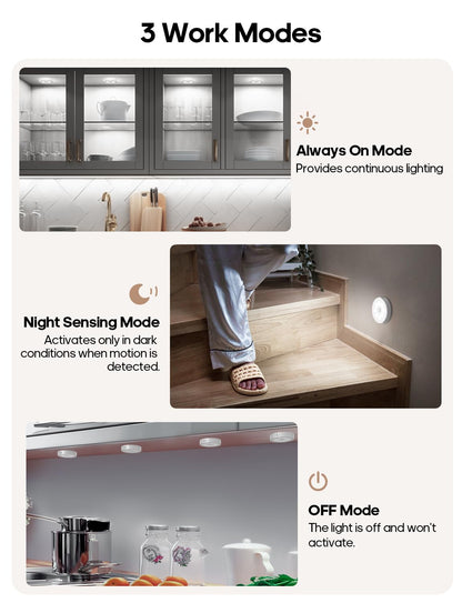 Goodea Led Under Cabinet Lighting, Motion Sensor Light Indoor, 1000mAh Puck Lights with IR Remote, Rechargeable Under Counter Lights for Kitchen,Cabinets,Closet,Stairs Indoor (6 Pack)