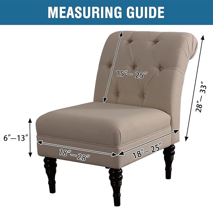 H.VERSAILTEX Armless Accent Chair Covers Thick Velvet Armless Chair Slipcovers