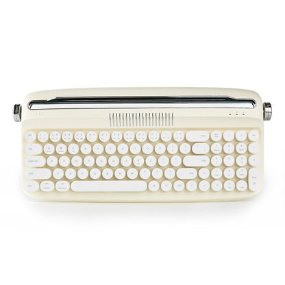 YUNZII Upgraded Wireless Typewriter Keyboard,with Retro Integrated Stand,USB-C/Bluetooth,Cute Round Keycaps, USB-C/Bluetooth Connection for Table, Phone, PC and Win/Mac/Android (B309, Baby Pink)