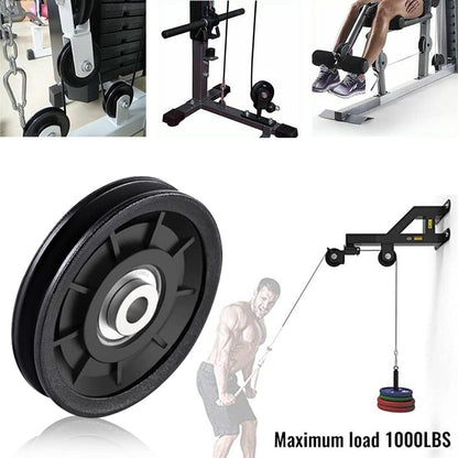 Tempsnow 8Pcs 3.5" Nylon Bearing Pulley Wheel Replacement for Gym Equipment Part Cable Machine Universal Wear-Proof Nylon Pulley System Gym Attachments