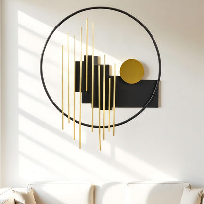 HYVAKUPPA 3D Large Metal Wall Decor Modern Aesthetic Wall Sculptures 19.7''x23.2'' Luxury Geometric Circular Decor Wall Art Artwork for Bedroom Dining Living Room Wall Decorations