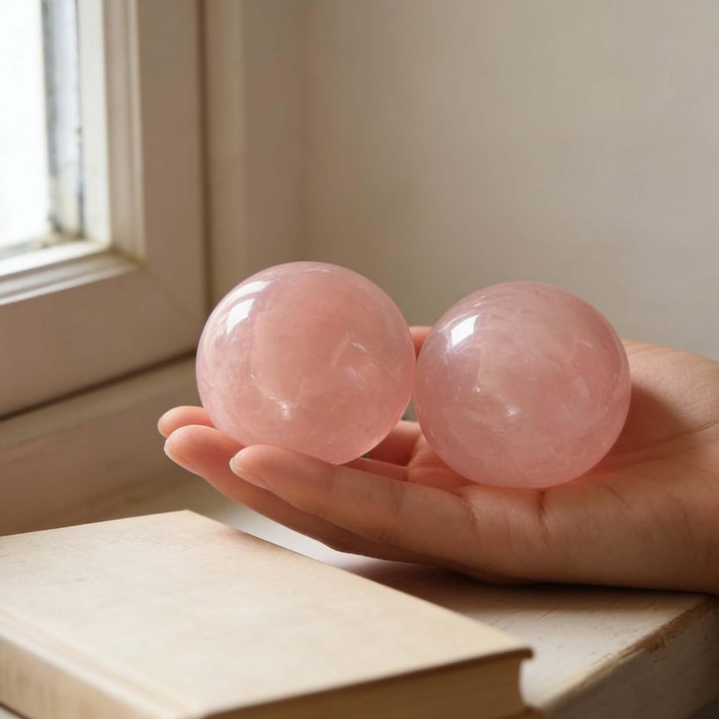 AierCrystal Natural Stone Crystal Sphere Feng Shui Home Decoration Ball Positive Energy Scrying Orb for Meditation Tool for Spiritual Space Purification Globe Diameter 5-6cm Pink Crystal Sphere