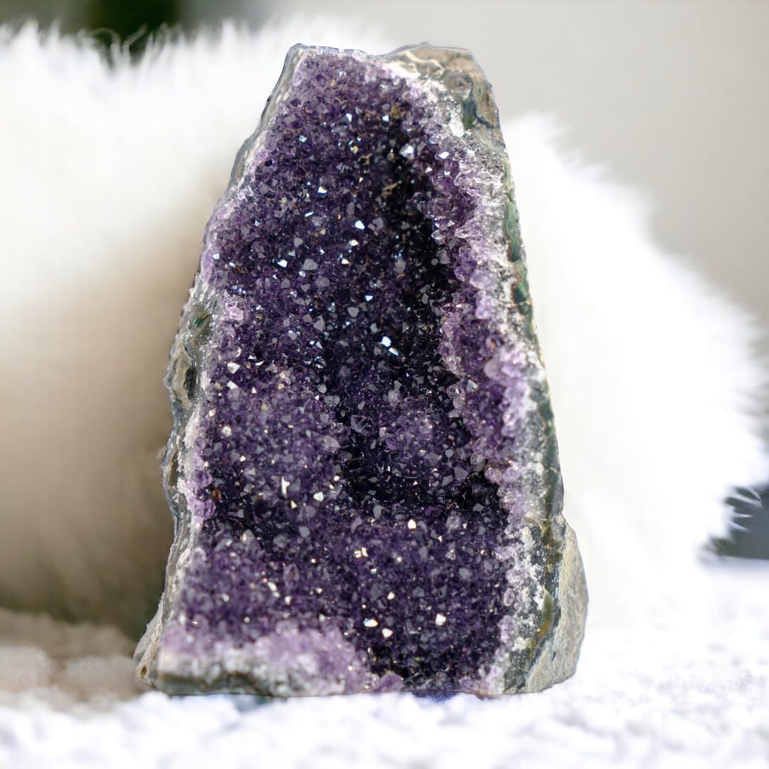EMPORION Large Natural Amethyst (5 lb to 6.5 lb) Crystal Clusters Stone from Uruguay Raw Geode Quartz - Deep Purple Color
