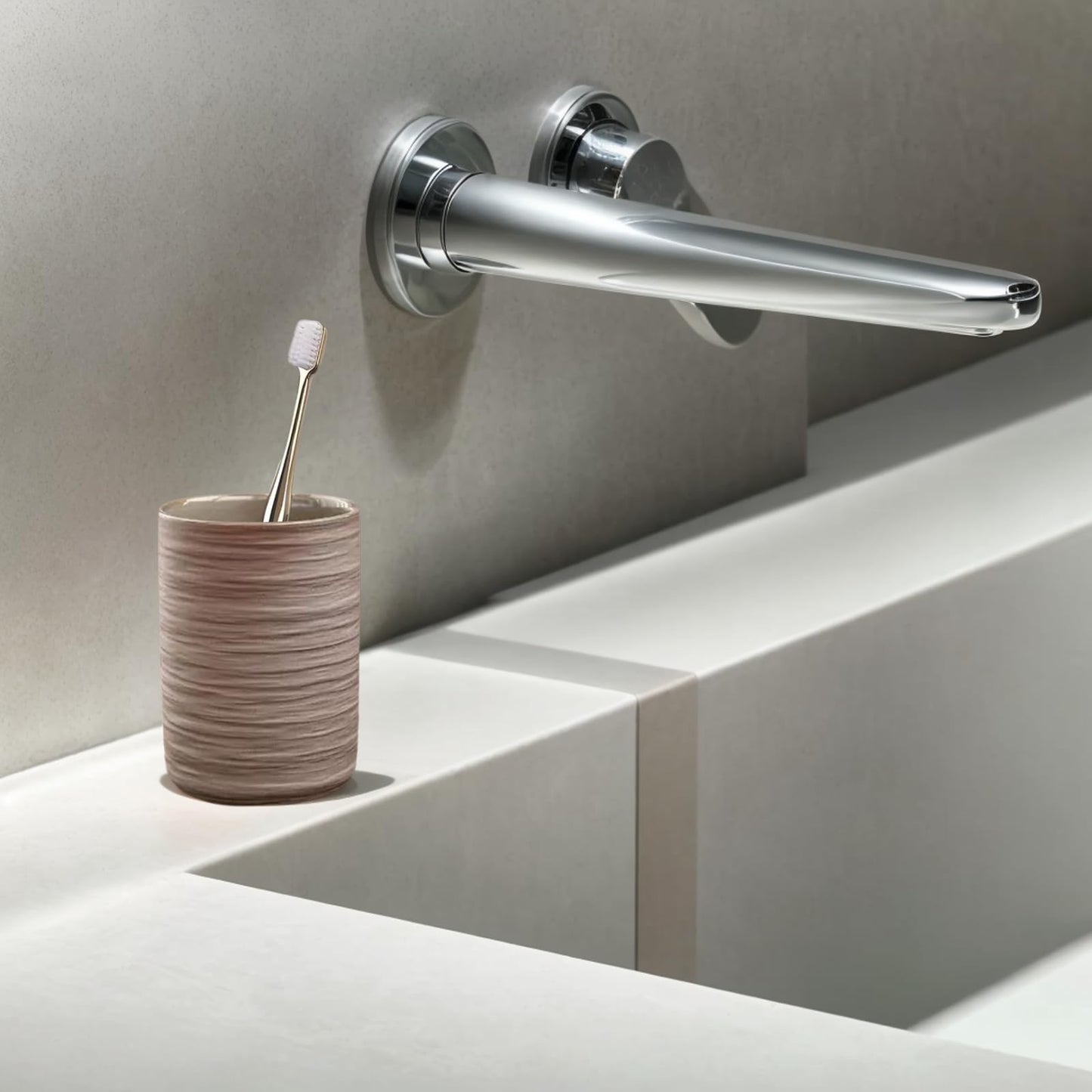 Ceramic Toothbrush Holder for Bathroom, Ceramic Toothbrush Cup, Toothpaste Organizer for Bathroom Countertop, Bathroom Storage Organizer (Unglazed)