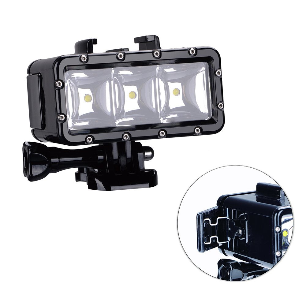 Suptig Underwater Light, Waterproof Light, Dimmable Waterproof (45m) LED Video Light for GoPro 13,11,10,9,8,7,6,5,4,3, DJI Action, Insta 360 Action Cameras