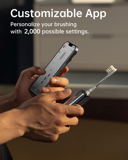 Laifen Wave Electric Toothbrush, Oscillation & Vibration Sonic Electric Toothbrush for Adults with 3 Brush Heads, IPX7 Waterproof ADA Accepted Travel Powered Toothbrush (Stainless Steel)
