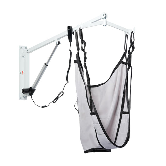 GxRichstar Wall-Mounted Patient Lift with Sling, Portable Electric Transfer Lift for Disabled, Elderly, Handicap, Remote Control, White