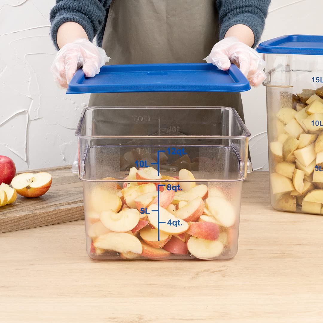 Restaurantware-LIDS ONLY: Met Lux Food Storage Container Lids, 10 Square Marinating Container Lids - Containers Sold Separately, With Date Indicator, Blue Plastic Lids, Dishwashable, Freezable