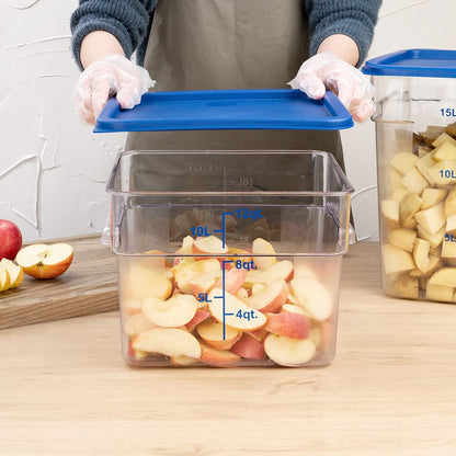Restaurantware-LIDS ONLY: Met Lux Food Storage Container Lids, 10 Square Marinating Container Lids - Containers Sold Separately, With Date Indicator, Blue Plastic Lids, Dishwashable, Freezable
