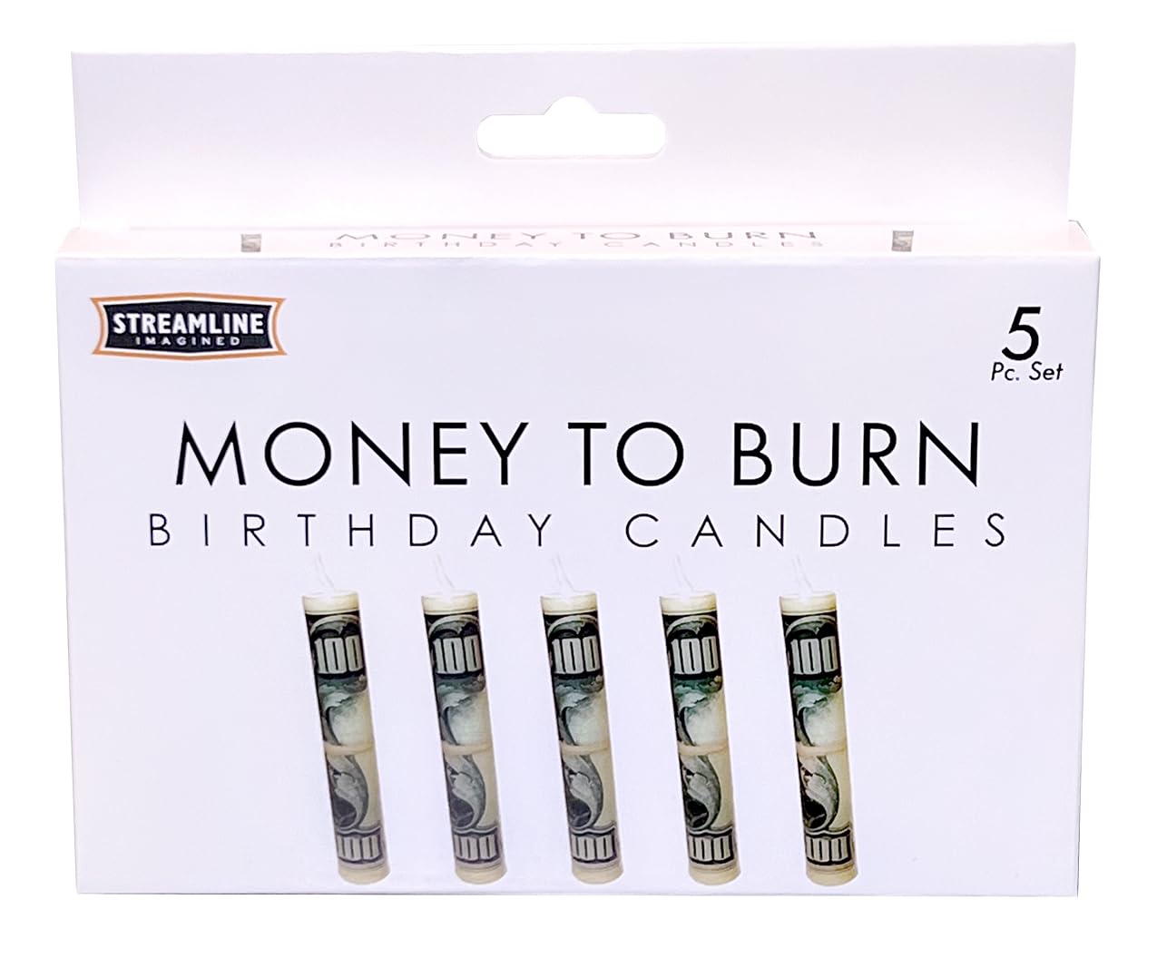 Streamline Imagined Decorative Birthday Candles - Money to Burn (5 Candle Pack)