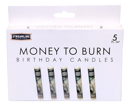 Streamline Imagined Decorative Birthday Candles - Money to Burn (5 Candle Pack)