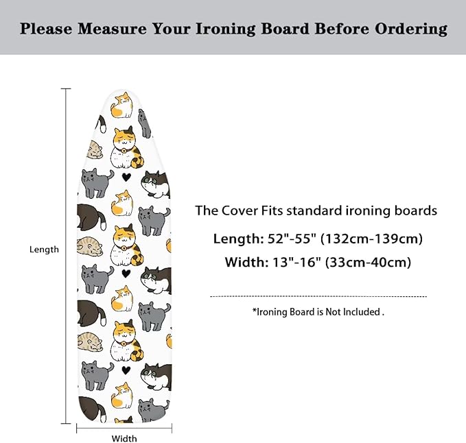 Cute Cat Ironing Board Cover Pretective Covers 15 x 54 Heavy Duty Iron Board