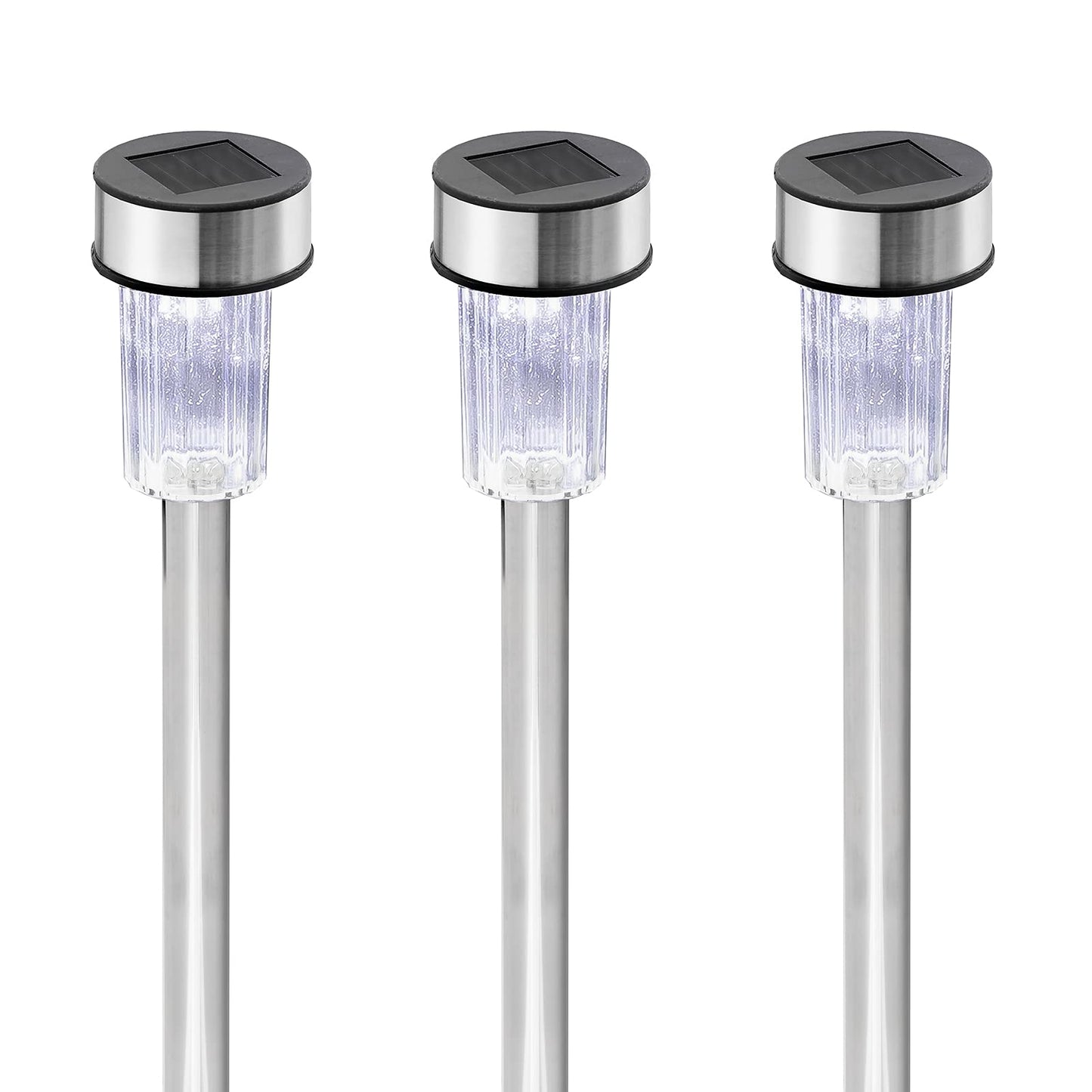 GloBrite Pack of 10 Solar Lights Outdoor Garden – Waterproof Stainless Steel LED Solar Garden Lights with Stake for Pathway, Driveway, Patio, Walkway, Lawn, Yard & Landscape Decoration