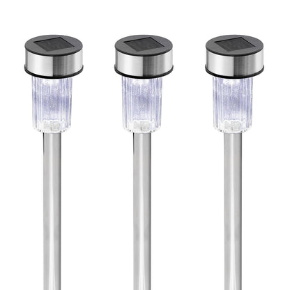GloBrite Pack of 10 Solar Lights Outdoor Garden – Waterproof Stainless Steel LED Solar Garden Lights with Stake for Pathway, Driveway, Patio, Walkway, Lawn, Yard & Landscape Decoration