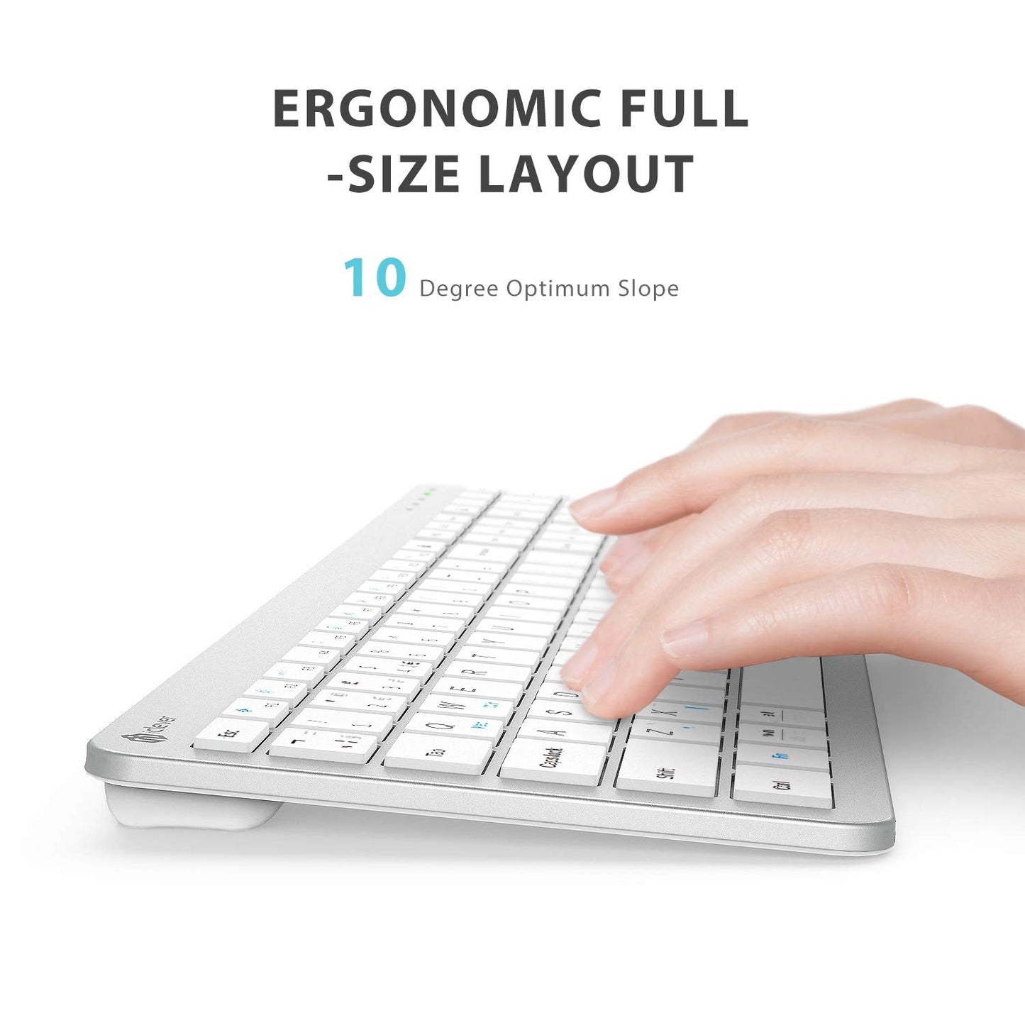 Wireless Keyboard and Mouse Set, iClever Keyboard and Mouse Rechargeable Full Size with Numeric Keypad, Energy Saving 2.4G USB Ultra Slim Silent Wireless for Mac OS/Windows/Computer/Laptop