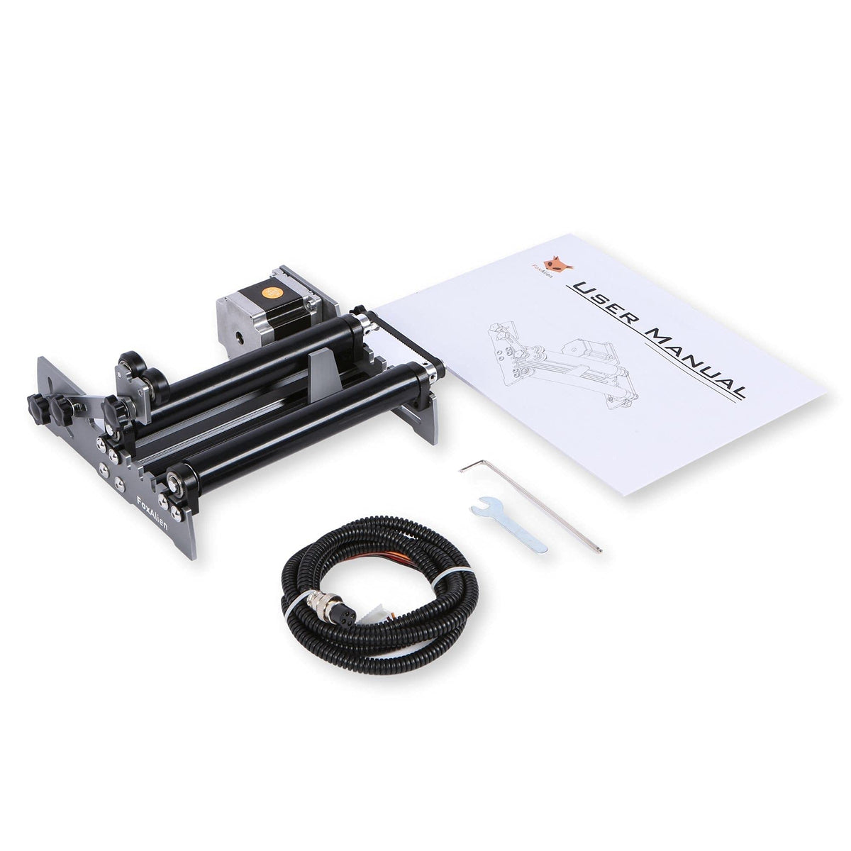 FoxAlien R57 Y-axis Rotary Roller Engraving Module for Cylindrical Objects Curved Surface for FoxAlien 4040-XE CNC Router Engraving Machine