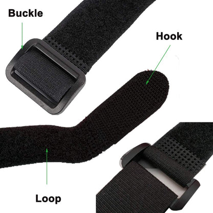HUAPX Fastening Hook and Loop Cable Straps,10Pack Black Self-Adhesive Cable Ties,Nylon Securing Straps with Buckles,Adjustable and Reusable Cinch Straps for Cords Organized and Tidy(1" x 12")