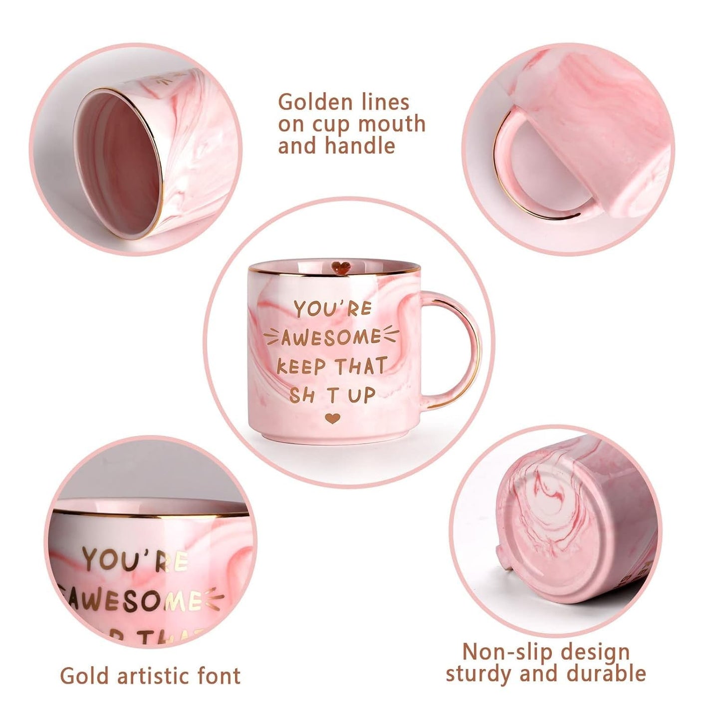 Generic Pink Ceramic 12oz Cylindrical Coffee Mug, Novelty Coffee Mugs, Perfect for Home, Christmas, Valentine's Day, Anniversary, Microwave Safe