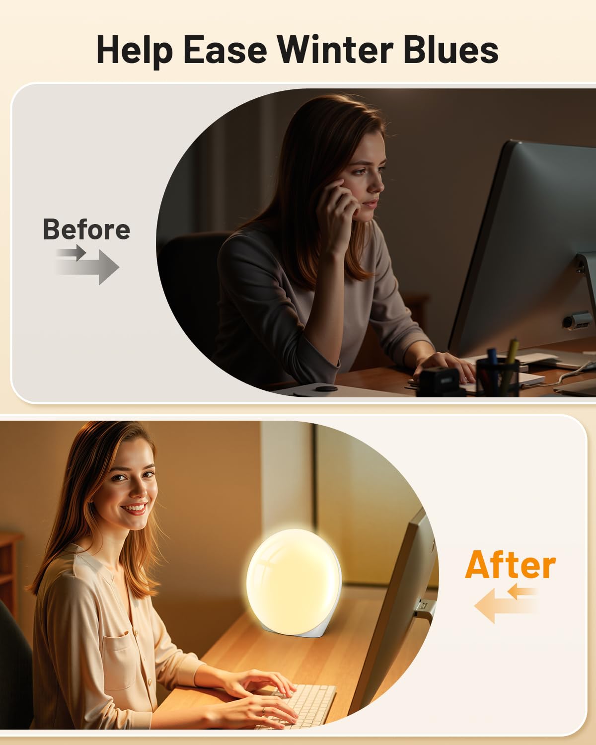 SUXIO Light Therapy Lamp - 10000 Lux Therapy Lights Lamp, 3 Timing & Mode Happy Lamp, Touch Control Sunlight Lamp with Memory Function, Portable Light Box Therapy Use As Lift Mood for Home,White