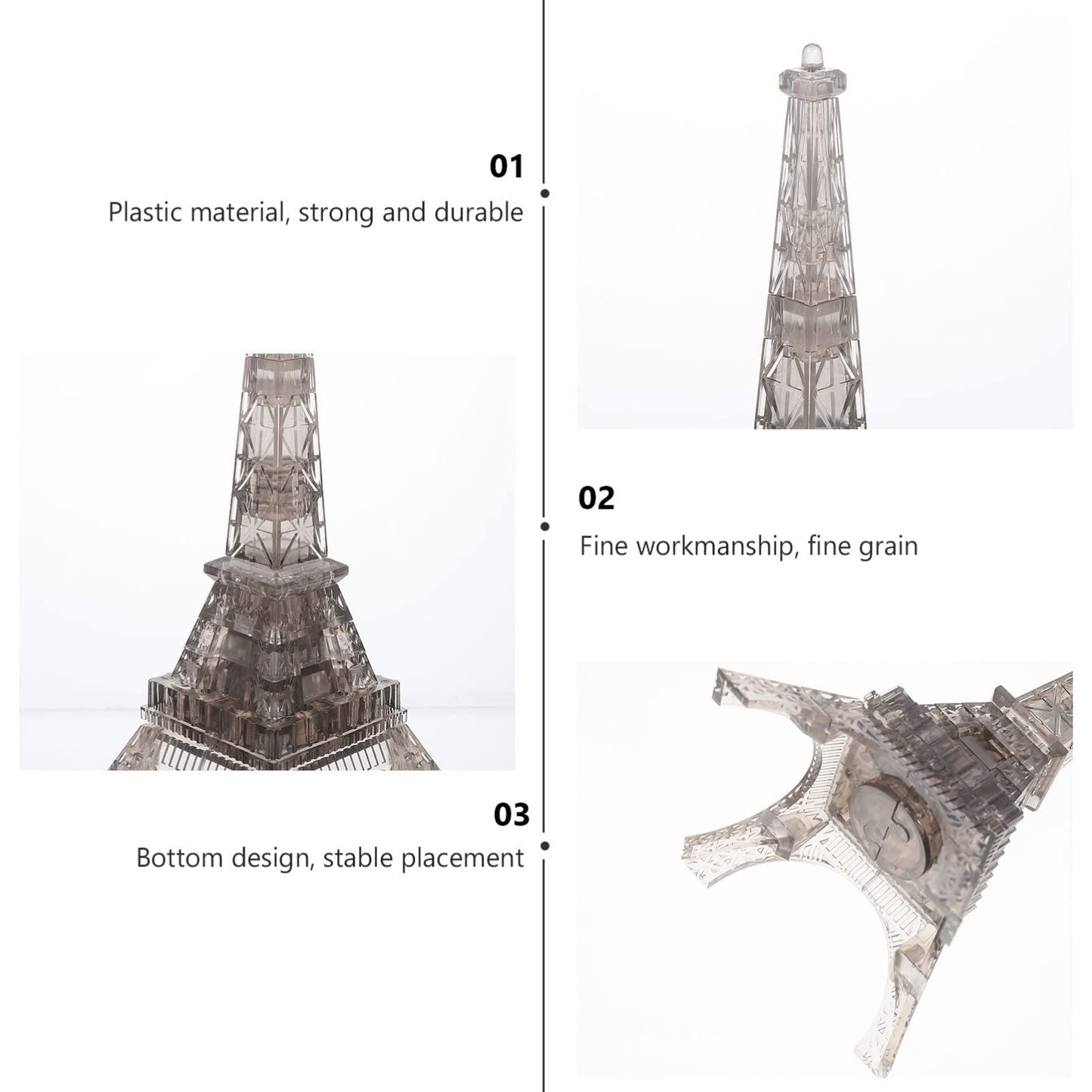 Toyvian Transparent Eiffel Tower 3D Crystal Puzzle Decorative Jigsaw Building Block Model Educational Toy for Toddlers Hands-on Matching and Recognition 1 Set