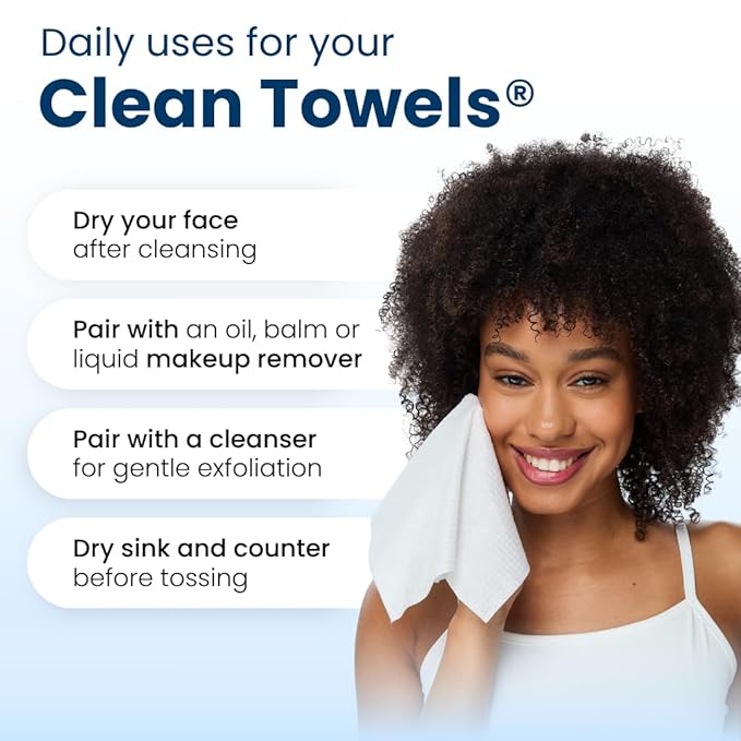 Clean Skin Club Clean Towels XL®, 100% USDA Biobased Face Towel, Disposable