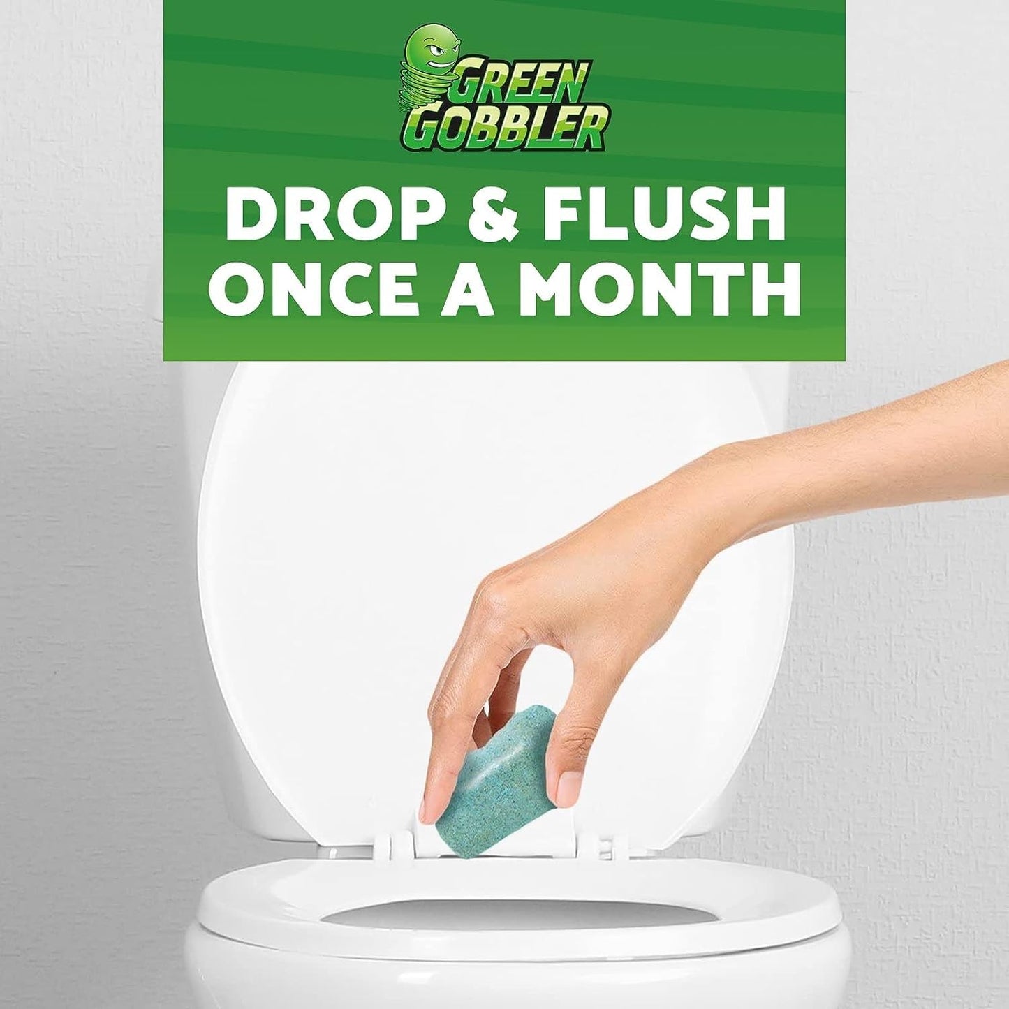Green Gobbler Septic Saver Pods - Sewage & Septic Tank Cleaner - Bacteria Enzyme Packs for Monthly Septic Tank Treatments - 6 Pods (222g)