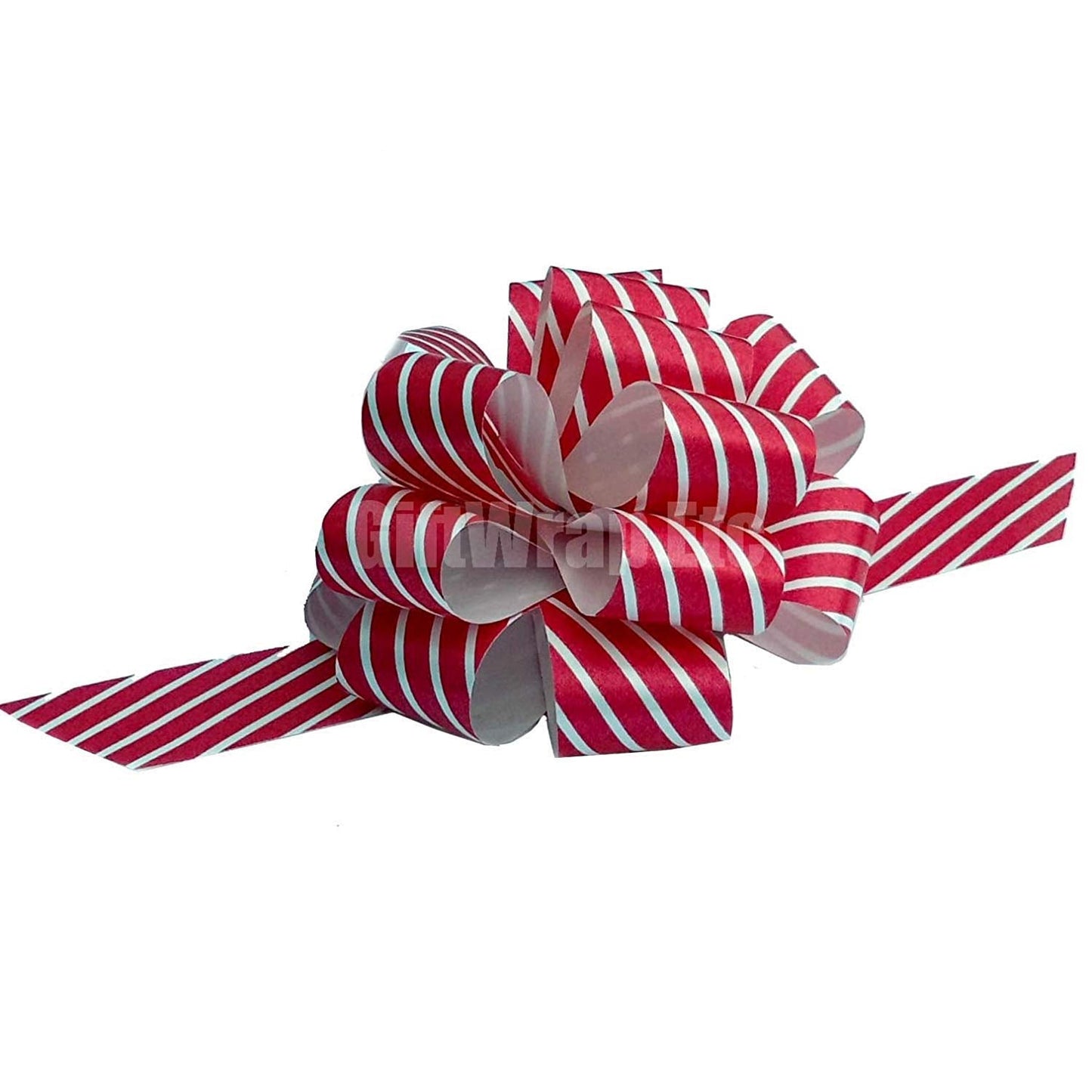Red White Swirls Pull Bows - 5" Wide, Set of 10, Gift Bows, Presents, Valentine's Day, President's Day, Wreath, Swag, Garland, Decoration, Holiday Decor, Candy Cane Gift Ribbons, Christmas