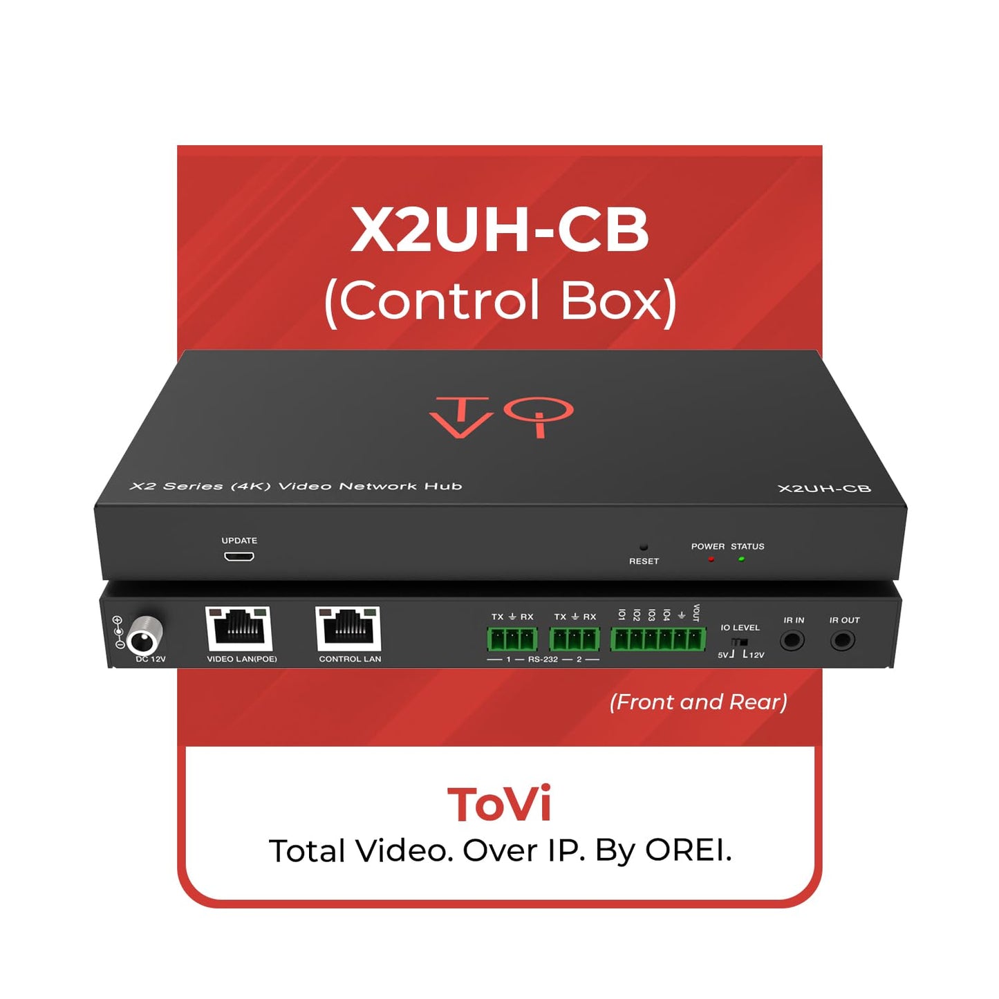 ToVi X2 Series IP Video Network Hub & Control Box with KVM, RS-232, IR, GPIO, PoE, Video Wall, Multi-PC Management, Drag-and-Drop Web GUI (X2UH-CB)