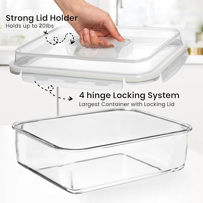 4800 ML / 163 oz / 21 Cup LARGE Glass Food Storage Container