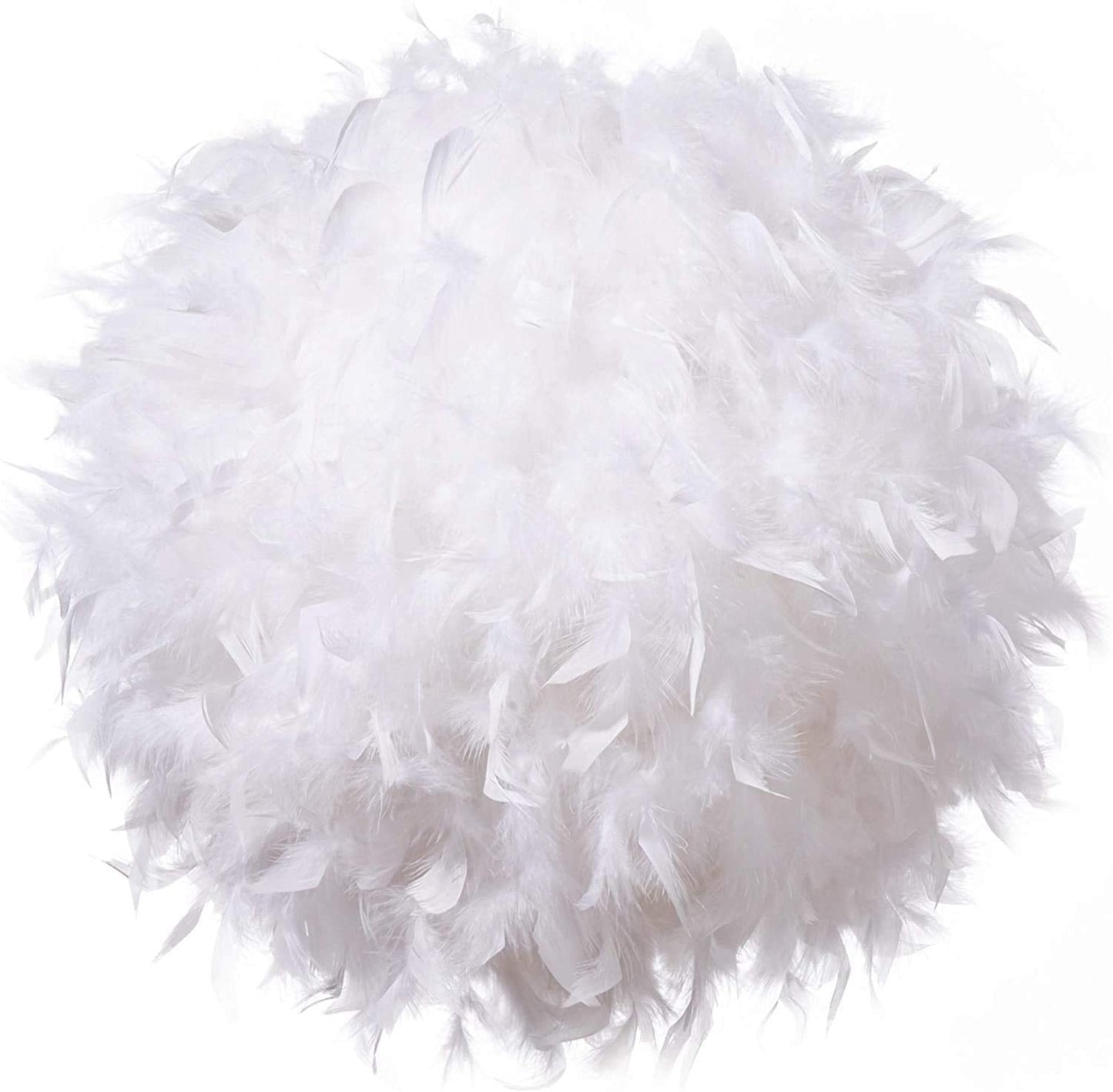 Waneway 40cm White Feather Ceiling Pendant Light Shade, Non-Electrical Lampshade for Floor Lamp and Table Lamp with Shade Reducing Ring for Living Room, Dining Room and Bedroom, ID 30cm, OD 40cm