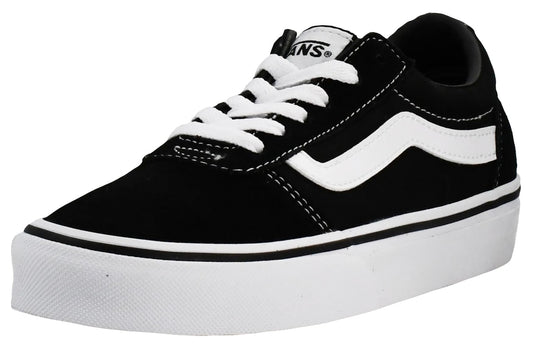 Mens Vans Size 9, Ward Sneaker Black & White Suede Canvas Lace Up Shoes, Low Top Men's Trainers, Lightweight Sports Shoes by Vans Active Wear Range (9 UK)